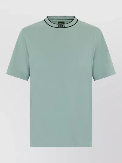 Hugo Boss Cotton T-shirt With Logo Crew Neck In Green