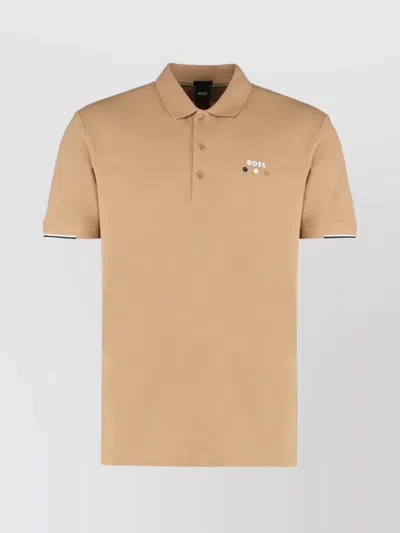 HUGO BOSS COTTON POLO WITH TENNIS INSPIRED GRAPHICS