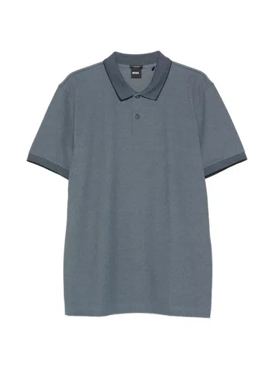 Hugo Boss Cotton Polyamide Polo Shirt In Blue