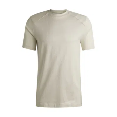 Hugo Boss Cotton-ripstop Regular-fit T-shirt With Plain Trims In Nude