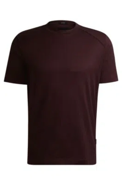 Hugo Boss Cotton-ripstop Regular-fit T-shirt With Plain Trims In Light Red