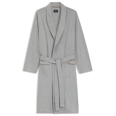 Hugo Boss Cotton Robe In Grey