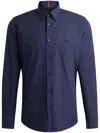 Hugo Boss Cotton Shirt In 蓝色