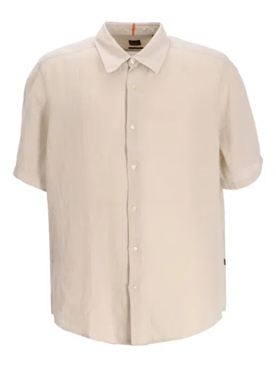Hugo Boss Cotton Shirt In Neutral