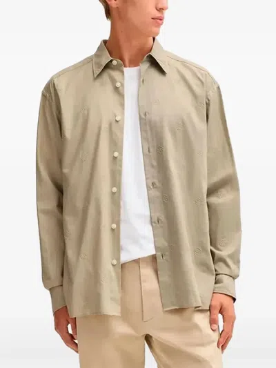 Hugo Boss Cotton Shirt In Neutrals