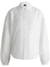 Hugo Boss Regular-fit Blouse In Cotton Poplin With Point Collar In White