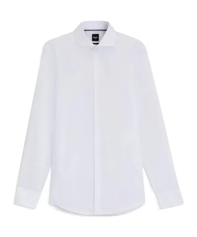 Hugo Boss Slim-fit Shirt In Italian-made Performance-stretch Jersey In White