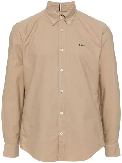 Hugo Boss Cotton Shirts In Neutral