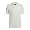 Hugo Boss Cotton-silk Knit Polo With Cabled Front In White