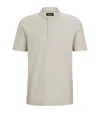 Hugo Boss Regular-fit Polo Shirt In Quilted Cotton And Silk In Beige