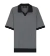 Hugo Boss Silk-cotton Sweater With Johnny Collar In Regular Fit In Blue