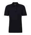 Hugo Boss Geometric-pattern Polo Shirt In Cotton And Silk In Blue