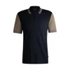 Hugo Boss Cotton-silk Polo Shirt With Contrast Details In Blue