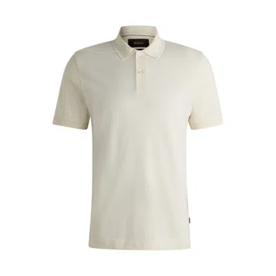 HUGO BOSS COTTON-SILK POLO SHIRT WITH STRIPE STRUCTURE