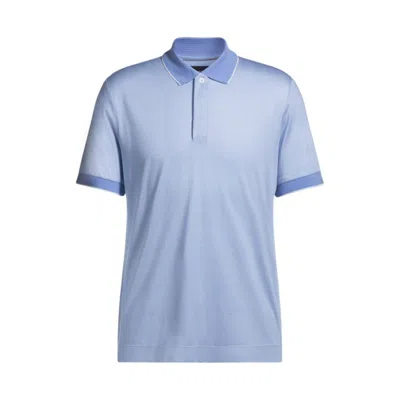 Hugo Boss Cotton-silk Polo Shirt With Structured Trims In Blue