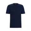 Hugo Boss Cotton-silk Regular-fit T-shirt With Mixed Structures In Blue