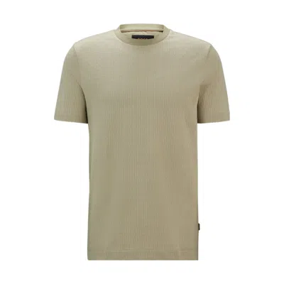 Hugo Boss Cotton-silk T-shirt With A Signature Quilted Effect In Gray