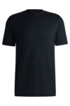 Hugo Boss Cotton-silk T-shirt With A Signature Quilted Effect In Dark Blue