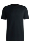 Hugo Boss Cotton-silk Regular-fit T-shirt With Geometric Pattern In Dark Blue