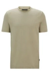 Hugo Boss Cotton-silk T-shirt With A Signature Quilted Effect In Light Green