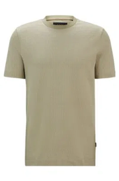 Hugo Boss Cotton-silk T-shirt With A Signature Quilted Effect In Light Green