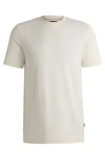 HUGO BOSS COTTON-SILK T-SHIRT WITH A SIGNATURE QUILTED EFFECT