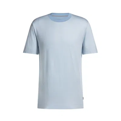 Hugo Boss Cotton-silk T-shirt With Fineline Stripes In Blue
