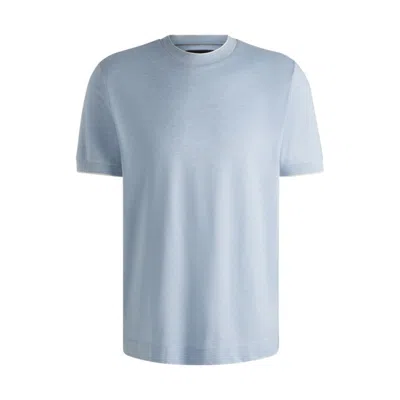 HUGO BOSS COTTON-SILK T-SHIRT WITH FINELINE STRIPES