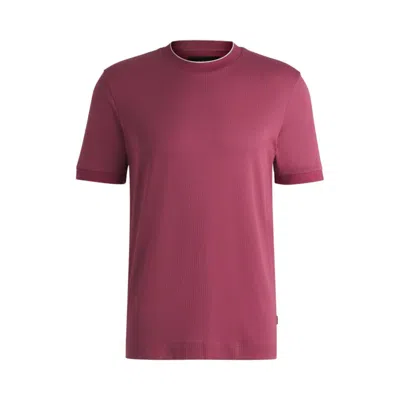 HUGO BOSS COTTON-SILK T-SHIRT WITH STRIPE STRUCTURE