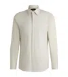 Hugo Boss Regular-fit Shirt In Cotton And Cashmere In Yellow