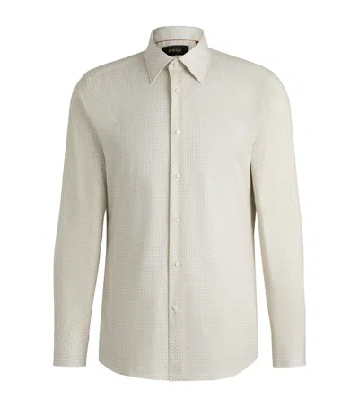 HUGO BOSS COTTON SLIM GEOMETRIC PRINT SHIRT