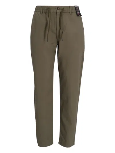 Hugo Boss Cotton Straight-leg Trousers In Green