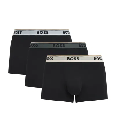 Hugo Boss Cotton-stretch Power Trunks In Black