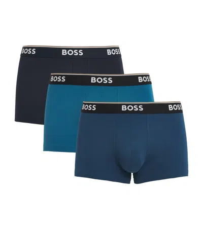Hugo Boss Cotton-stretch Power Trunks In Blue