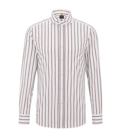 Hugo Boss Cotton Striped Shirt In Red
