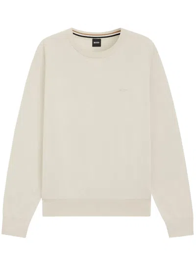 Hugo Boss Cotton Sweater In Neutral