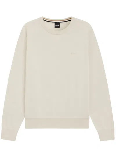 Hugo Boss White Cotton Sweatshirts In Neutral