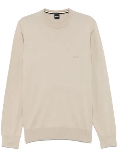 Hugo Boss Cotton Sweater In Neutrals