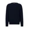 Hugo Boss Cotton Sweater With Color-blocking And Mesh Detail In Blue