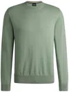 Hugo Boss Cotton Sweater With Embroidered Logo In Green