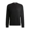 Hugo Boss Cotton Sweater With Knitted Vertical Stripes In Regular Fit In Black