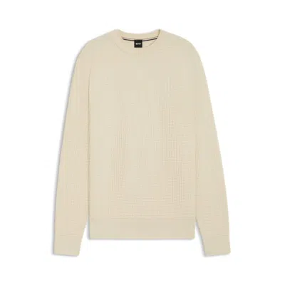 Hugo Boss Cotton Sweater With Mixed Structures In Multi