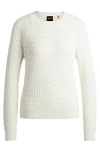 Hugo Boss Cotton Sweater With Mixed Structures In White