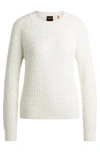 Hugo Boss Cotton Sweater With Mixed Structures In White