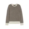 Hugo Boss Beige Cotton Rich Knitted Structure Sweater In Brown