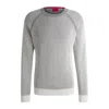 Hugo Boss Cotton Sweater With Two-tone Ribbing In White