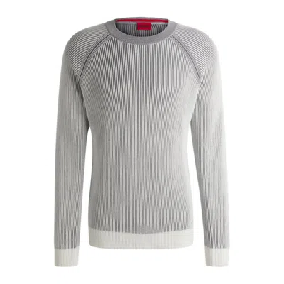 Hugo Boss Cotton Sweater With Two-tone Ribbing In White