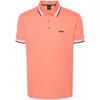 Hugo Boss Cotton Polo Shirt With Contrast Logo Details In Orange