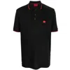 Hugo Boss Slim-fit Polo Shirt With Red Logo Label In Black