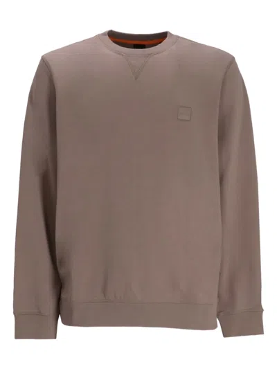 Hugo Boss Klassisches Sweatshirt In Brown